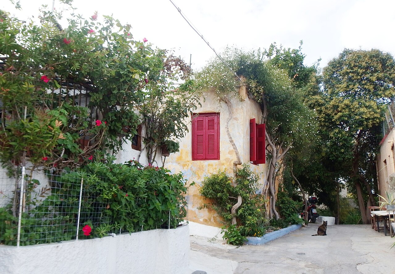 Whitewashed houses of Anafiotika below the Acropolis rock