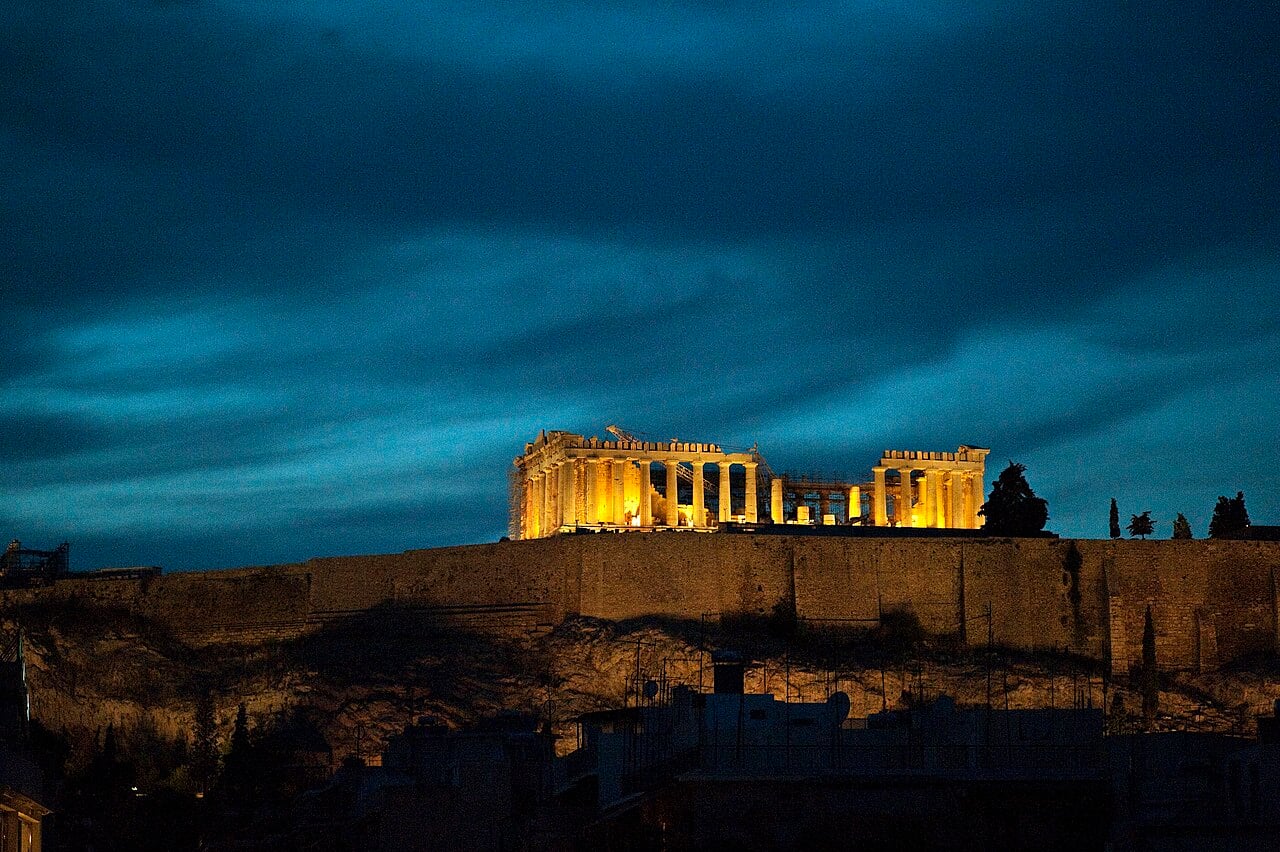 The Acropolis and Parthenon seen from Koukaki, Athens