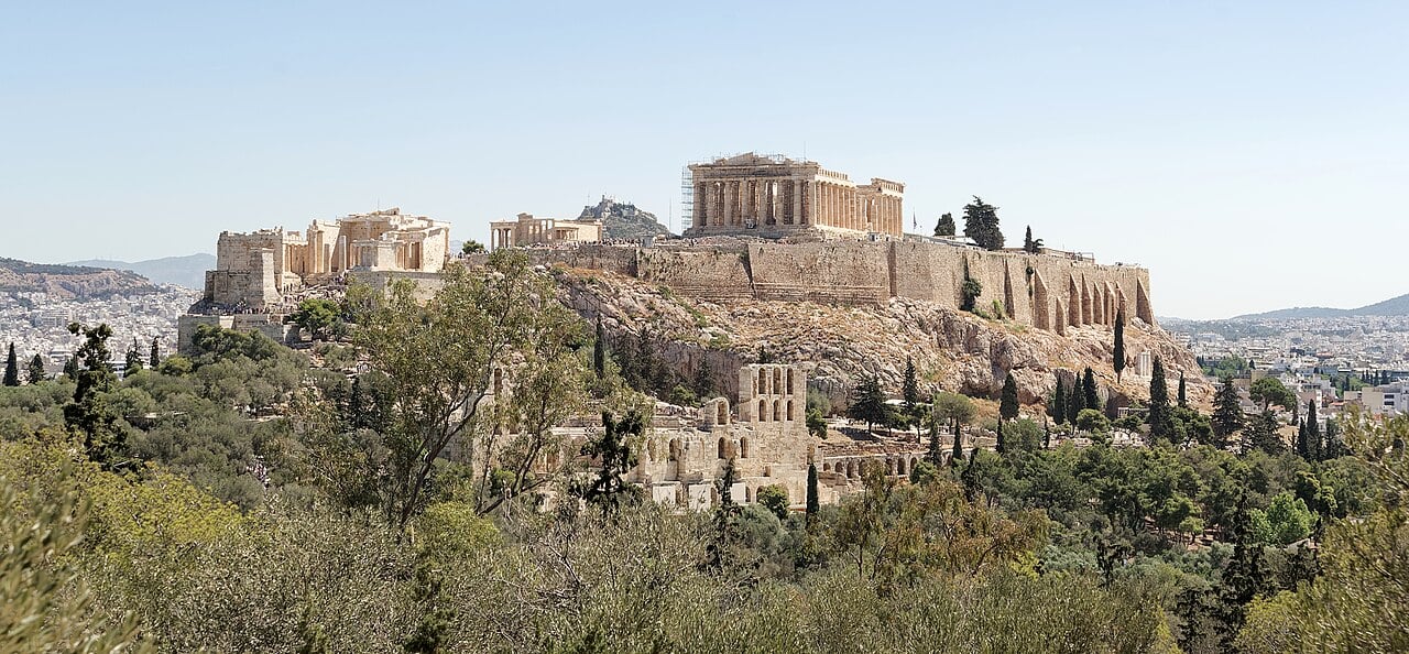 The Acropolis seen from Filopappou Hill, the park above Koukaki